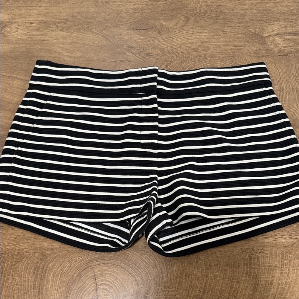BCBGMaxAzria Black and White Striped Bike Shorts